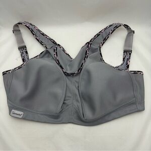 Glamorise 36F Wire-Free Sports Bra Gray Full Support High Impact Style 2415